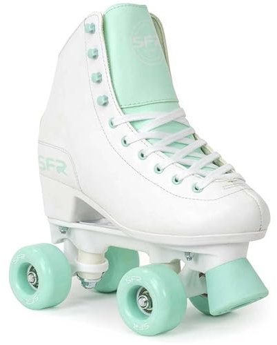 Sfr Skates Figur Quad Skates Rollschuhe für Erwachsene, Unisex, Mehrfarbig (Weiß/Grün), 40,5