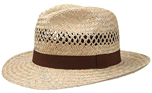 Lipodo Bogarthut Herren Strandhut Made in Italy Sonnenhut Stroh Hut mit Ripsband Frühling Sommer Natur XL (60-61 cm)
