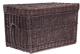 e-wicker24 Baule in Vimini Cassapanca Vintage Fatto a Mano Cesta Vimini con Coperchio Scatola Rettangolare Cesta Baule da Interno Cesta Porta Giochi Contenitore Vimini Cassapanca in Vimini