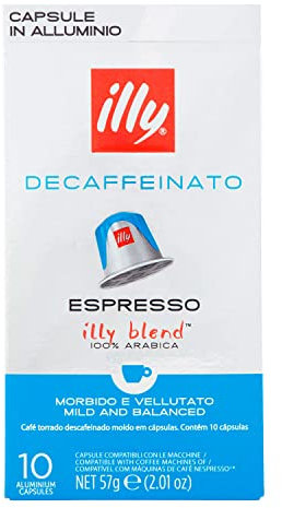 illy Coffee Nespresso Compatible Capsules, Decaf, Aluminium Coffee Capsules, Pack of 10