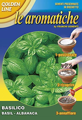Franchi Sementi Kit per 6 Vasi Semi Basilico Preseminati in Dischetto per Vaso, Orto sul Balcone. Il più Facile da Usare !