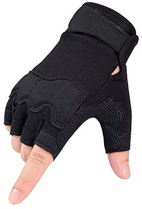 GRTE Guantes Tácticos De Medio Dedo Hombres Mujeres Guantes Antideslizantes Sin Dedos para Deportes Al Aire Libre Ciclismo Motocicleta Senderismo Escalada Camping Caza Correr,Negro,XL