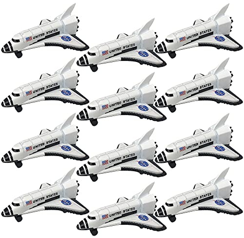 ArtCreativity Diecast Metal Space Shuttles, Set of 12, Durable Diecast NASA Space Ship Toys for Boys, Astronaut Cake Decorations, Astronaut Space Theme Party Favors, Goodie Bag Fillers