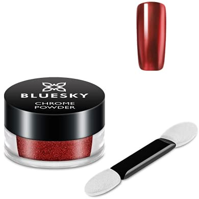 Bluesky Chrome Nail Powder Kit With Applicator Brush Metallic Gel Nail Art Red 5g