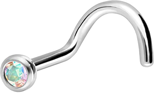 PIERCINGLINE Kirurgiskt stål näsplugg spiral | kristall | näspiercing nostril piercing | färgval, Rostfritt stål,