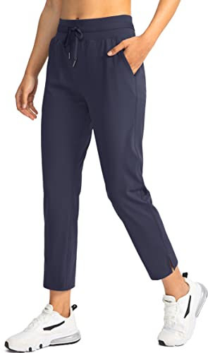 Soothfeel Damen-Golfhose mit 4 Taschen, 7/8 Stretch, hohe Taille, Sweathose, Reisen, athletische Arbeitshose für Damen, Marineblau, M