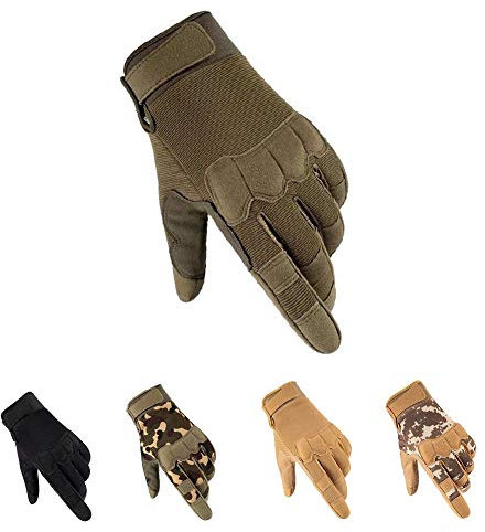HYCOPROT Taktische Vollfinger Handschuhe, Touchscreen Motorrad Atmungsaktive Leichte Einsatzhandschuhe Outdoor Militär Zum Schießen Jagen Motorradfahren Klettern (Grün-1, Medium)