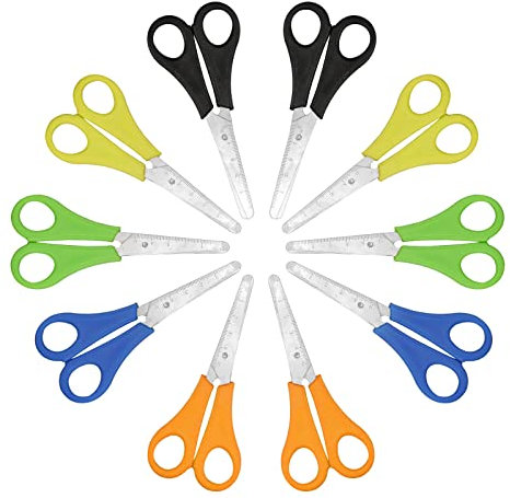 Hyakoz 10 Stück Bastelschere Kinder Schere Schule Linkshänder Schere Kinder Schule Kinderschere Schule Bastelscheren Set mit cm Skala für Schule Kunsthandwerk Heimwerker Sammelalben