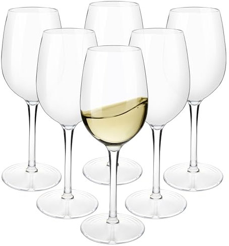 HAHASHOW Incassable Verres à vin Rouge, 100% Tritan-Plastique Gobelets Verres, 355ml Verres à Pied, Verres à Vin Blanc pour Restaurants Fêtes, Lot de 6