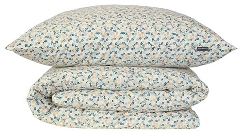 Schiesser Bettwäscheset Ditsy | 2-teilig | Floral | Renforcé | 100% Baumwolle | Oeko-Tex Zertifiziert | Reißverschluss | 135x200cm + 80x80cm | Creme