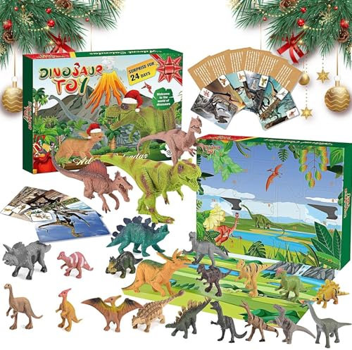 Adventskalender 2024 Für Kinder – Dinosaurier-Spielzeug-Adventskalender, Realistisches Dinosaurier-Figuren-Spielzeugset Für Kinder, 24-tägiger Weihnachts-Countdown-Kalender, Überraschungsgeschenk