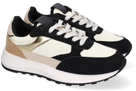 Zapatillas Planas Deportivas de Mujer Casual, Puntera Redonda y Cierre de Cordoneras, Ideales para el Dia a Dia.