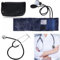 Manuelles Blutdruckmanschette und Stethoskop Kit, Professionelles Oberarm Aneroid-Blutdruckmessgerät mit Einkopf-Stethoskop, Erwachsenen-Manschette, Pumpball, Tragetasche für Hause (Schwarz)