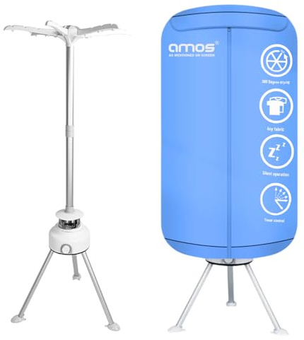 AMOS Eezy Dry Pod Heated Electric Clothes Dryer 10KG Capacity 1000W Indoor & Outdoor Folding Airer for Laundry Large Foldable Rack for Fast Drying With Cover (Dry Pod)