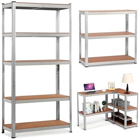 Mi Ko Mi Ka Estantería con 5 Baldes - Capacidad de 875 kg, 183 cm de Altura, 91 cm de Ancho y 46 cm de Profundidad - Estructura de Acero Galvanizado, Cocina, Oficina, Garaje y Más