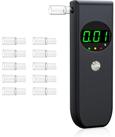 COCOCKA Breathalysers, Professional Alcohol Breathalyzer With LCD Digital Display, Portable Alcohol Breath Tester With 10 Mouthpieces for UK Home, Party& Personal Use (Black)