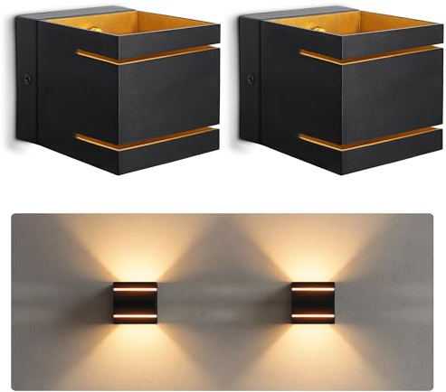 SSC-LUXon 2 Stück KOURA Wandlampe schwarz gold – moderne Wandstrahler Innenbereich für G9 LED dekorative Beleuchtung für Wohnzimmer
