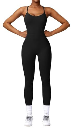 ciciglow kvinnor u-hals träning jumpsuit stretchig ärmlös spagettirem tank för fitness yoga klubb aktiviteter nylon