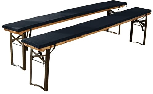 EBETA Outdoor Coussins pour Bancs Coussin Salon de Jardin Exterieur, Antidérapant Coussin de Siège déperlant avec Boucle 220 x 25 x 3 cm (Noir, 2 pièce)