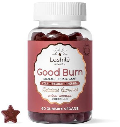 Lashilé Beauty - Gummies Brûle Graisses - Combustion des Graisses et perte de poid puissant - Good Burn - Complément alimentaire Minceur - Cola, Pissenlit, Moringa - Cure 1 Mois - 60 Gummies