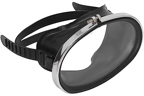 Dioche Lunettes de Plongée Libres Ovales Rétro - Verre trempé HD avec Ajustement Réglable - Lunettes de Plongée Anti-buée à Lentille Unique pour Hommes et Femmes - Couleur Noire, Design Léger