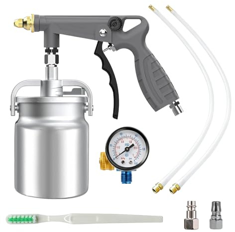 Pistolet De Sablage 1000ml Pistolet D'apprêt Pour Véhicule, Pistolet Pneumatique À Godet Pistolet À Gobelet Sous Pression Avec Ventouse, Tuyau De Pulvérisation Droit, Pour La Peinture De Véhicules