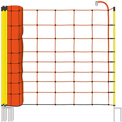 VOSS.farming Schafzaun 50 m 90 cm 14 Pfähle wahlweise 1 oder 2 Spitzen Elektrozaunnetz Schafnetz Weidezaunnetz