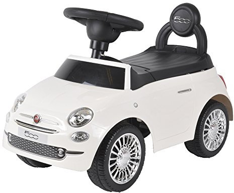 Bandits & Angels Rutschauto FIAT 500 Weiß ab 1 Jahr für Jungen und Mädchen – Weißes Rutschauto für Kinder – mit Hupe – für drinnen und draußen