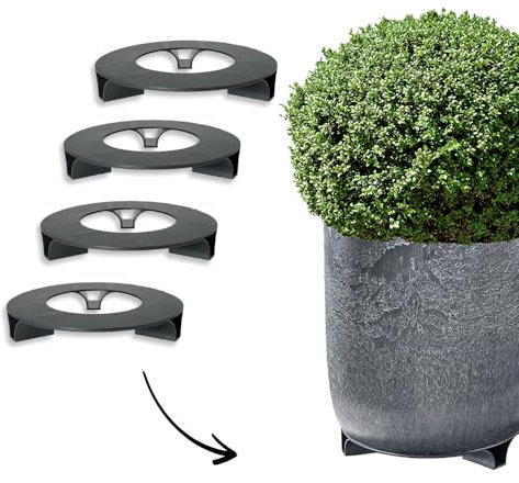 terraced® - Juego de 4 - Cubremacetas Plato para maceta - Color: negro - redondo - 27 cm de diámetro - Plato maceta - Material reciclado - Fabricado en Alemania.