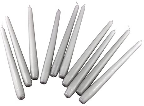 G Decor - Candele in cera di paraffina, colore grigio chiaro, non profumato, misura grande, lucide per chiesa e cena, ideali per matrimoni e Natale (confezione da 20)