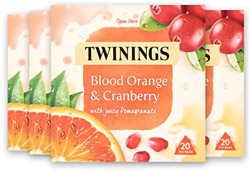 Twinings Blood Orange, Cranberry & Pomegranate Fruit Tea, 80 Tea Bags (Multipack Of 4 X 20 Tea Bags)