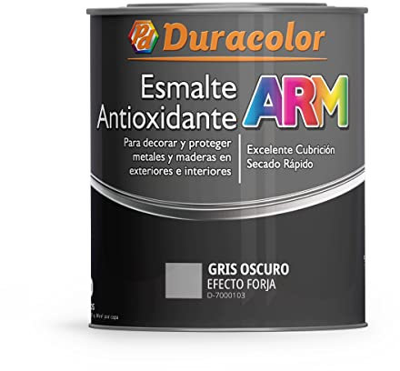 Esmalte Antioxidante ARM - Color Metal Efecto Forja Gris Oscuro - 750 ml - Superficie Exterior e Interior - Acabado Brillante y de Rápido Secado - Excelente Dureza y Resistencia - Duracolor