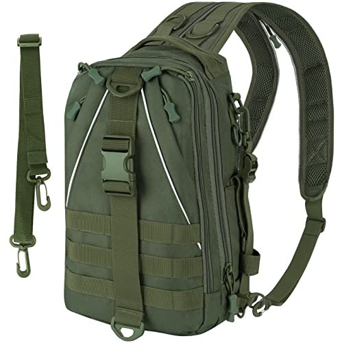 THKFISH Angeltasche 10L Angelrucksack mit Rutenhalter Wanderrucksäcke mit abnehmbarem Schultergurt Trekkingrucksäcke zum Angeln Camping Wandern,für 3 * 3600 Angelkoffer GRÜN