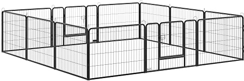 PawHut Luxe Parc enclos modulable Acier époxy Porte verrouillable pour Chiens, Lapins, rongeurs, Petits Animaux, intérieur et extérieur 80 x 60 cm Gris
