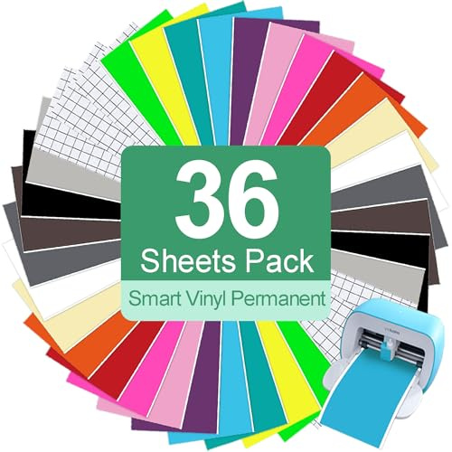 Smart Vinyl Permanent Cricut Joy Film: 5.5 x 12 vinyl Film plotter set for laptops, phones, walls and more Transfer Film Plotter Film 36 Packs