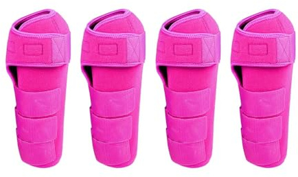 Harilla 4 Pieces Horse Boots Leg Wraps Set Protection Breathable Equestrian Equipment Comfortable Leg Gear Leg Covers for Ourtdoor, Rose pink, M