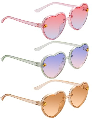 XIHIRCD 3 Paires Lunettes de Soleil en Forme de Cour pour Enfants, Lunettes de Soleil pour Enfants Mignonnes avec Décor d'Abeilles pour Filles Garçons Âgés de 3-10 ans Fête à la Piscine (3 Couleurs)