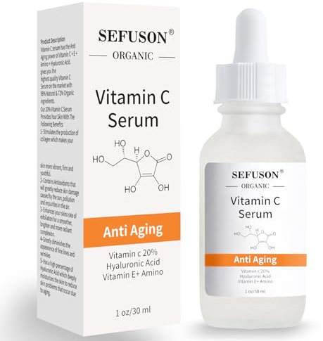 Vitamin C Serum Face, With Hyaluronic Acid, Vitamin E,20% Vitamin C for Anti-wrinkle, Dark Circle, Restore & Boost Collagen, Firming skin - 1Oz