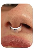 BodyBonita Silber Septum Piercing Schmuck 16G – Nasenring aus Edelstahl 316L für Männer und Frauen Nostril Piercing Septum Ring 8 mm Slender