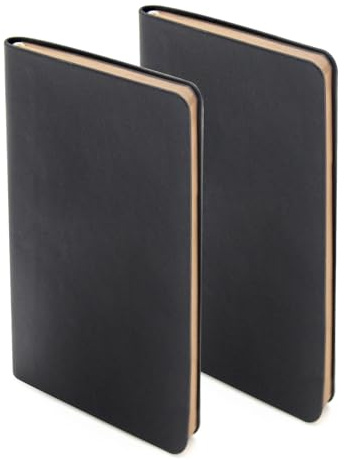 WETLOTE A6 Pocketbok, mjuk omslagsdagbok – 2, 58 sidor 55 g/m², linjerad och rutnät för kontor, skola och resor – 8 x 14 cm (dubbel svart)