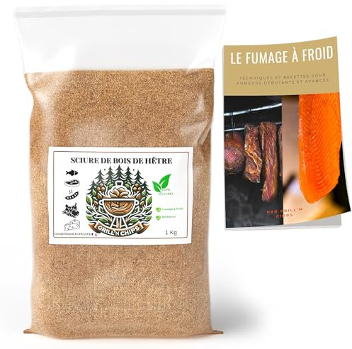 Sciure de Bois de Hêtre 1 Kg pour Fumage à Froid – Compatible Générateur de Fumée Froide – Pour Viande, Poisson, Barbecue – 100% Naturelle – Fabriquée en France – Guide PDF à Télécharger Offert