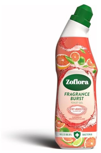 Zoflora Fragrance Burst Toilet Cleaner Gel, Caribbean Grapefruit & Lime, Odour Control with Scent Boosting Technology, Kills 99.9 Percent of Bacteria, 750ml