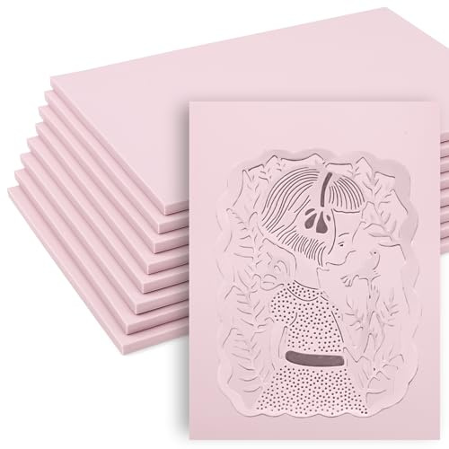 8 Pack 8x6 Pale Pink Linoleum Blocks for Printmaking, Rubber Stamp Carving Blocks Linoleum Carving Tools for Stamp Maker Printmaking Supplies