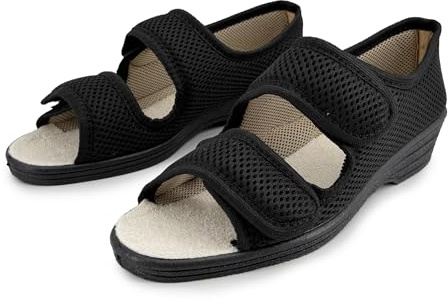 JOMIX Ciabatte Donna Estive con Strappo Pantofole Casa Morbide Regolabile Tomaia in Rete Traspirante Tallone Chiuso Stabile e Zeppa Bassa Comfort