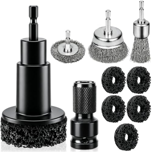 LXTaoler Wheel Hub Cleaning Tool Kit, Wheel Rust Removal Cleaner Kit with 1/2 Impact Wrench & Drill, 1/2 Metal Steel Wire & Cleaning Pads for Tire Rim Surface Cleaning and Brake Service