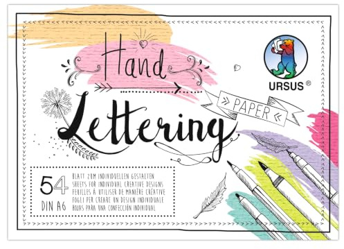 Ursus 2499 64 99 - Papel de lettering a mano Structure, 54 hojas, DIN A6, 220 g/m², cartón para tarjetas en 27 colores, papel para manualidades para personalizar y decorar