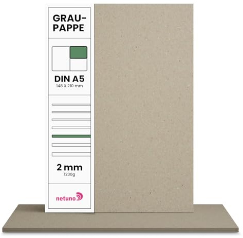 Netuno 100x Cartón gris A5 148x210 mm 1230 g cartón reciclado 2 mm encuadernación manualidades diseño calendarios tarjetas marcos de fotos invitaciones versátil rígido y resistente