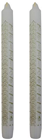 Ebersbacher Kerzenfabrik GmbH Adventskalenderkerzen Sterne weiß mit goldenem Druck 2 Stück ca. (ØxH) 22 x 250 mm