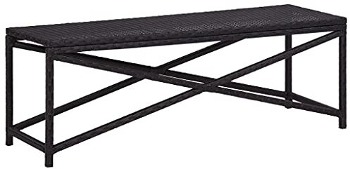 vidaXL Gartenbank Sitzbank Parkbank Garten Bank Gartenmöbel Balkonbank Terrassenbank Rattanmöbel Rattanbank 120cm Poly Rattan Schwarz