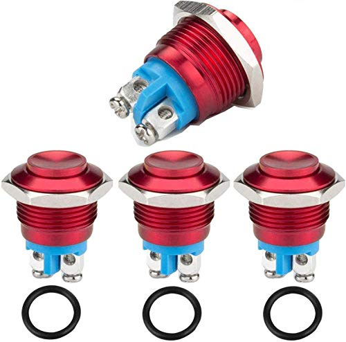 RUNCCI-YUN 3 Pcs Interruttore A Pulsante in Metallo 16 mm, Rotondo Momentaneo, per Campanello in Acciaio Inox, Impermeabile